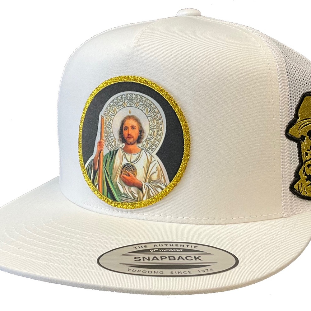 San judas Tadeo con el chapo hat White mesh the authentic SnapBack adjustable